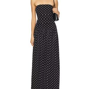 Chic Strapless Black and White Polka Dot Dress